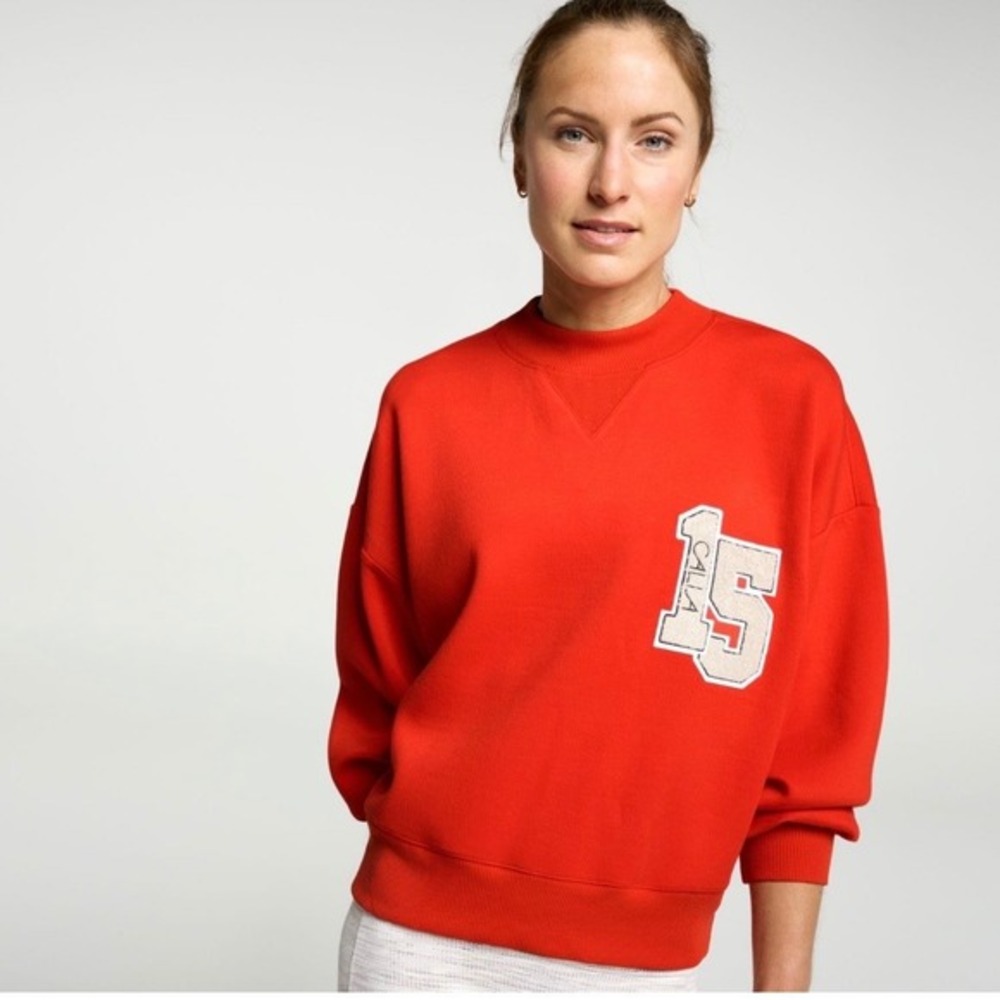 New‎ CALIA scuba Red Crew Neck Long Sleeve Sweatshirt "15" Applique XS